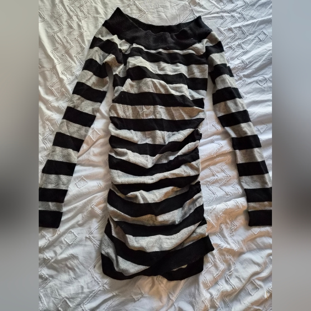 Derek Heart Black and Gray Striped Dress